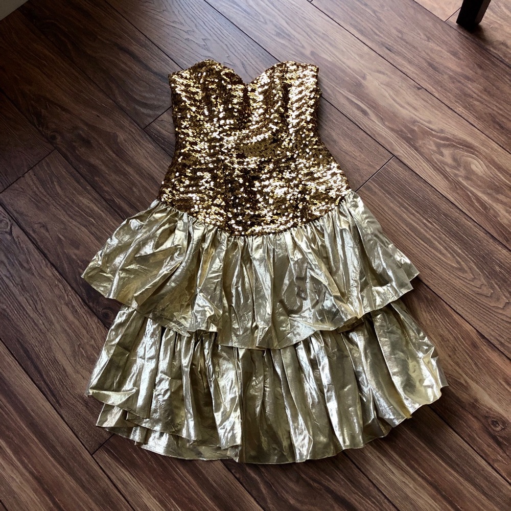 Vintage 80’s Sequin Gold Lame Dress